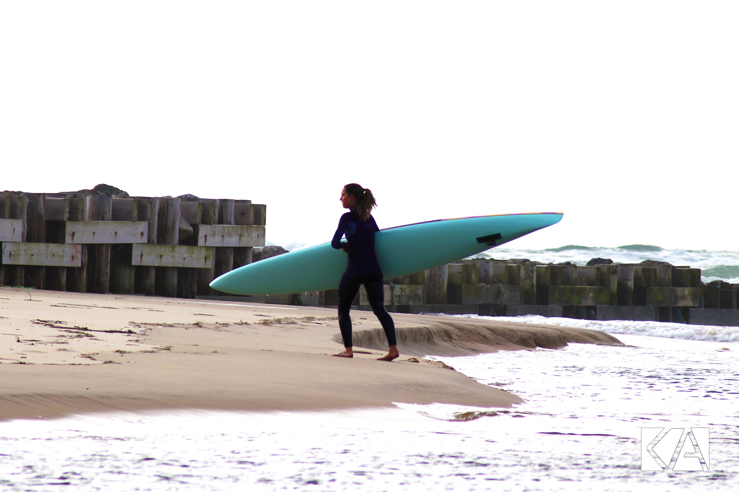 Sandrine, prone-paddle avec le Kiwi de l'Adour