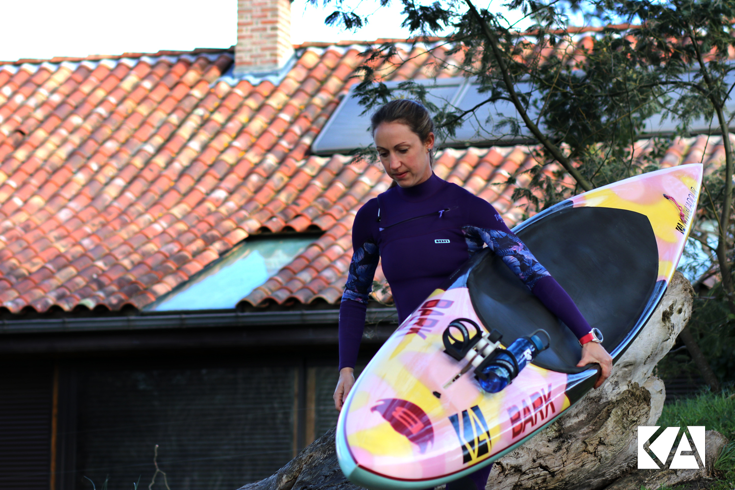 Sandrine, prone-paddle avec le Kiwi de l'Adour